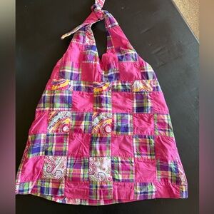 Kelly’s Kids girls madras plaid halter top, size L (10-12)